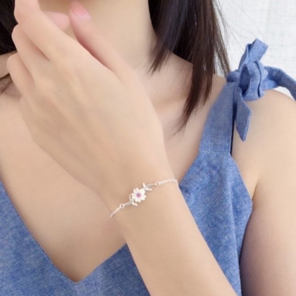 14k Gold Amethyst Flower Bracelet Sterling Silver - Picture 7 of 11